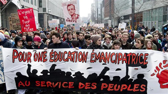 Estudantes se manifestam no Quebec