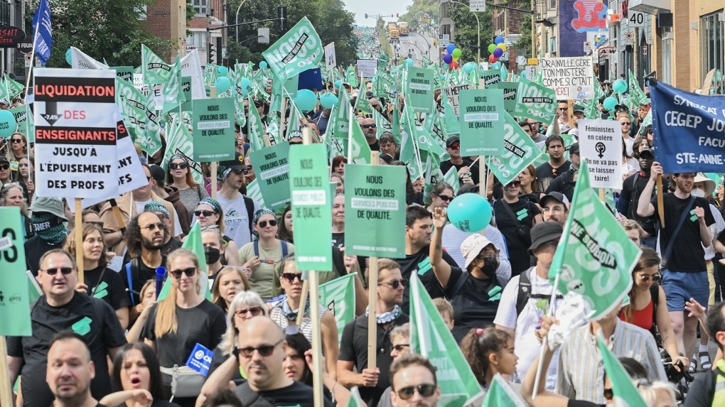 Centenas de milhares de trabalhadores do setor público de Quebec em greve